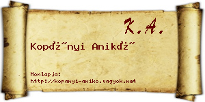 Kopányi Anikó névjegykártya