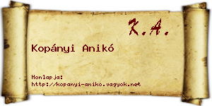 Kopányi Anikó névjegykártya